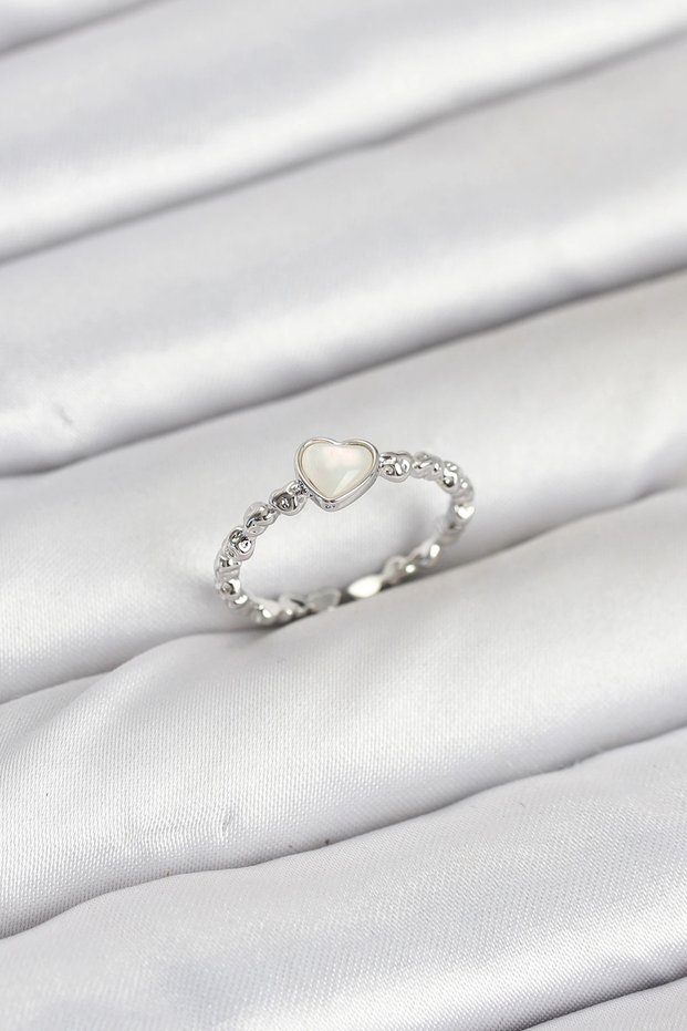 Brass Silver Color Heart Model Women's Ring