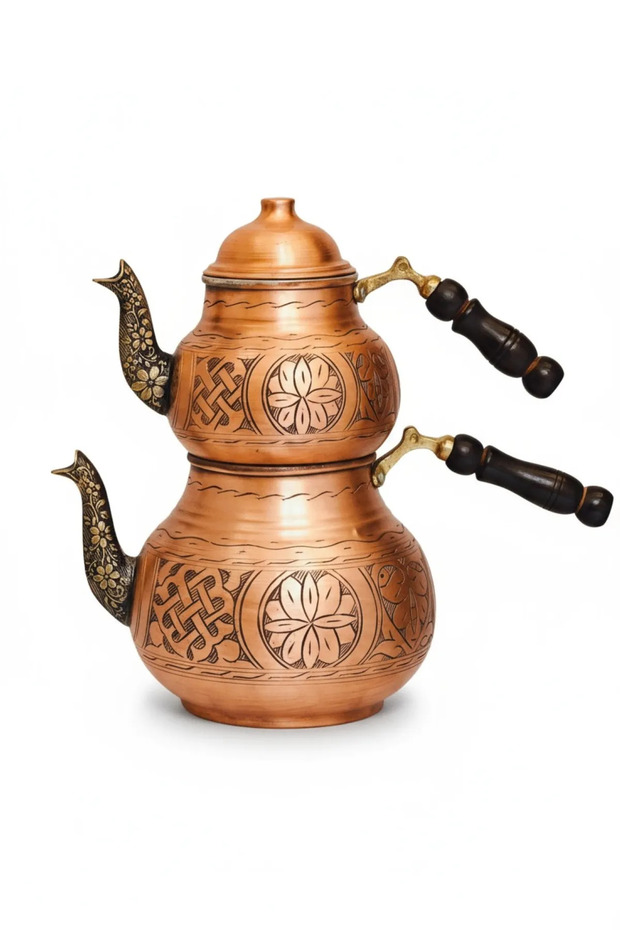Engraved Copper Teapot Set