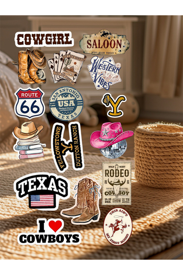 Cowboy Sticker, Texas Sticker, Rodeo Sticker, Route 66, Vintage Western, Retro America 22X30