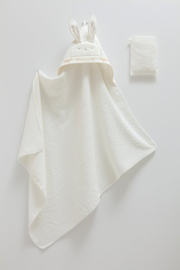 Hooded Baby Bathrobe, Towel and Washcloth Set with Rabbit Ears