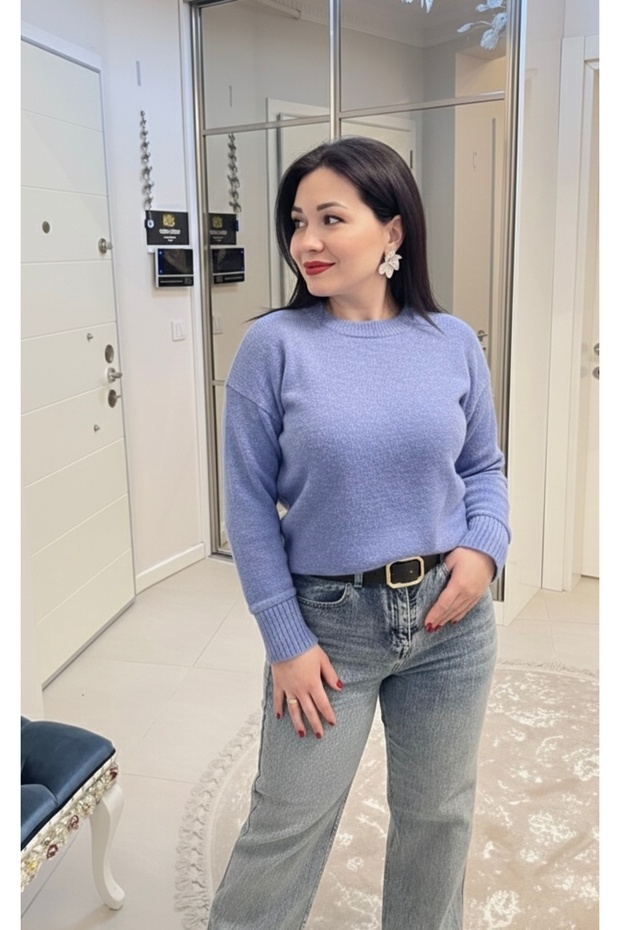 Soft Textured Crew Neck Knitwear Sweater