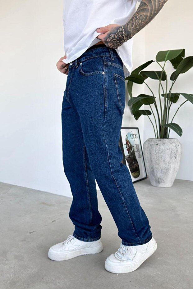 Koyu Mavi Basic Regular Pantolon - 2