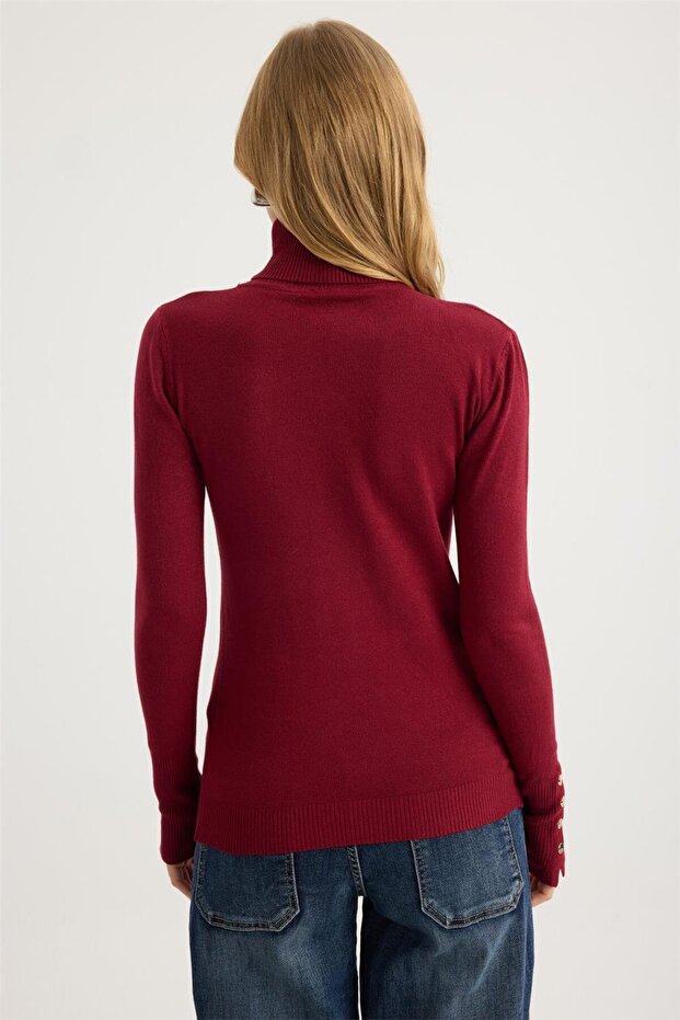 Balıkçı Yaka Perçinli Triko - 5