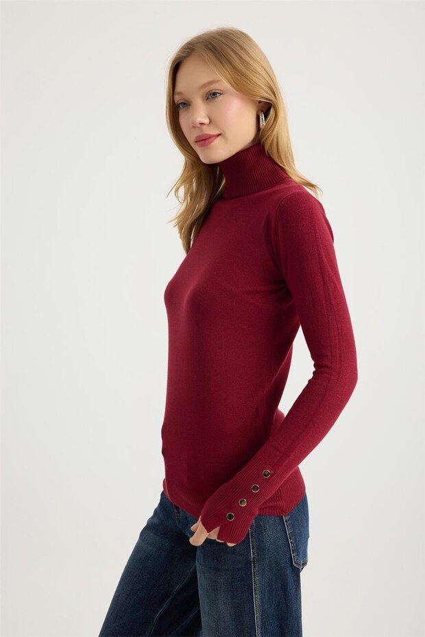 Balıkçı Yaka Perçinli Triko - 2