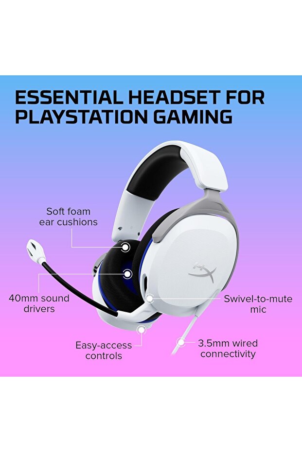 سماعة رأس الألعاب كلاود ستينجر 2 كور لجهاز بلاي ستيشن، لون أبيض، لاسلكية، تغطي الأذن - 6