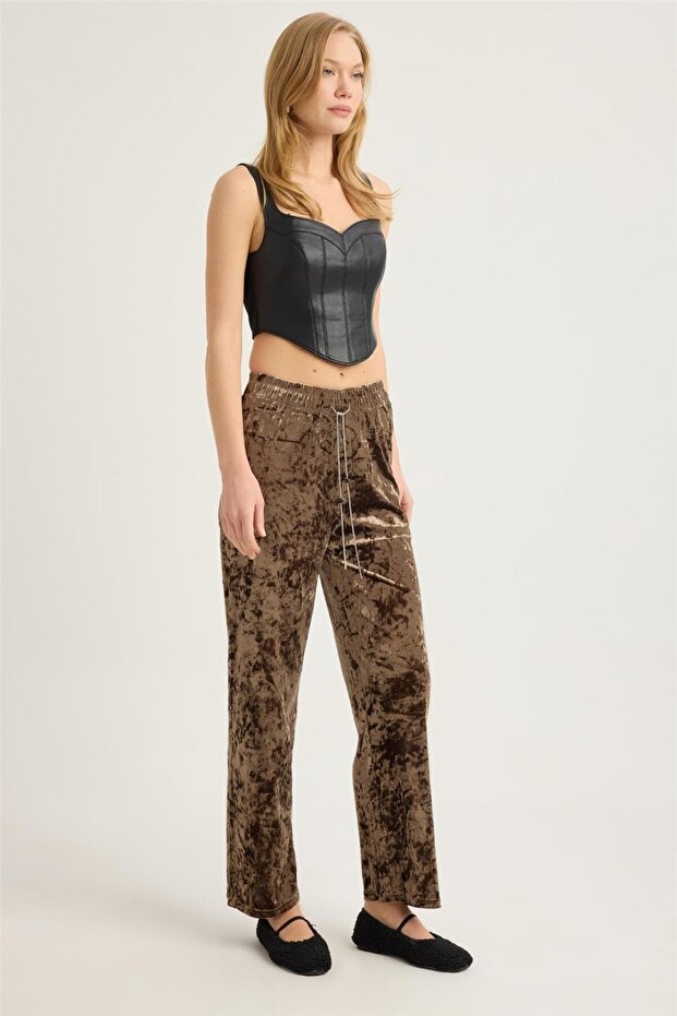 Kırışık Kadife Pantolon - 3