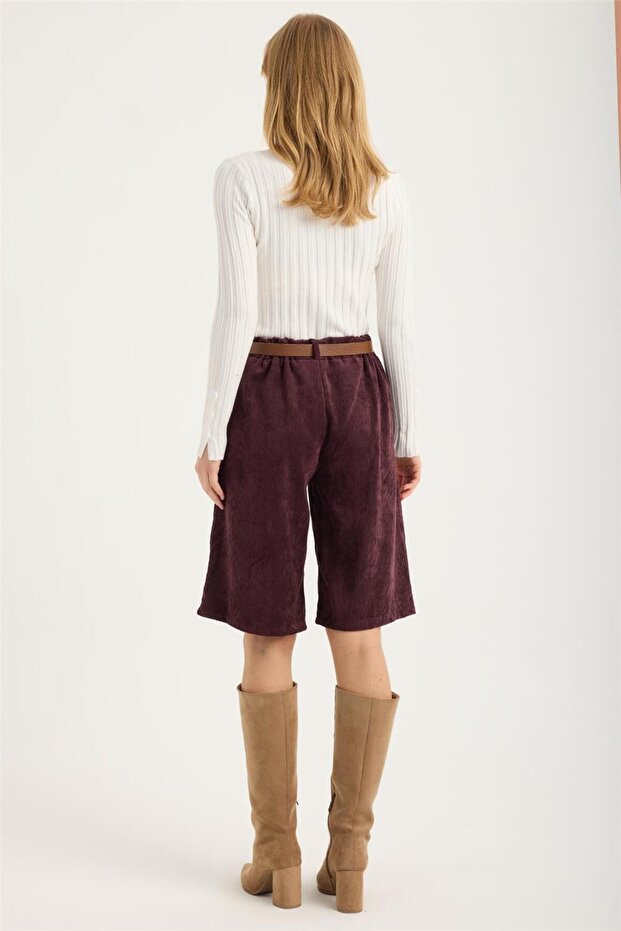 Fitilli Kadife Şort - 5