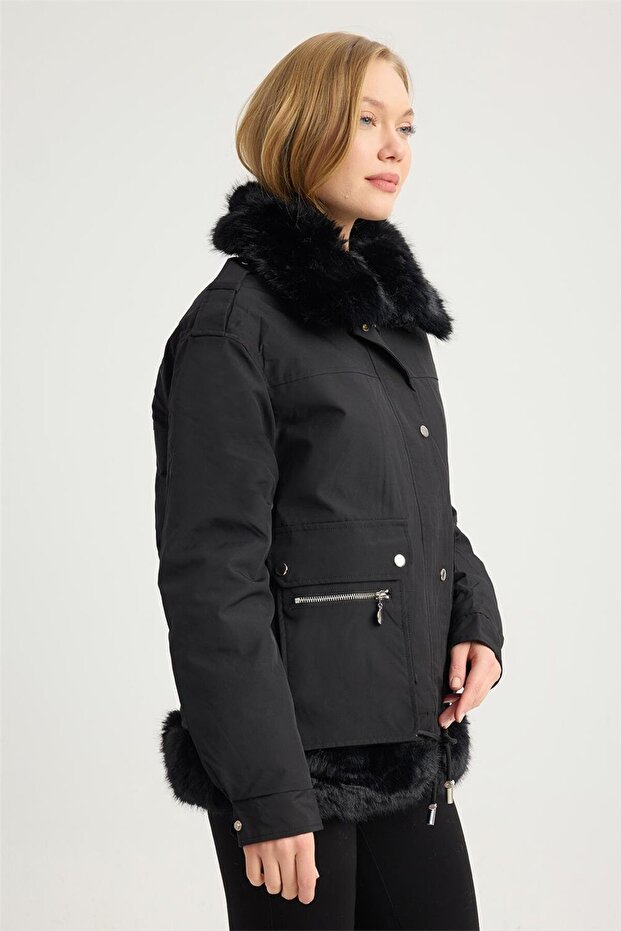 Katlı Çift Yaka Mont - 3