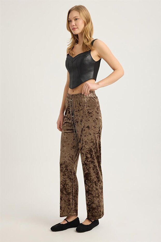 Kırışık Kadife Pantolon - 2