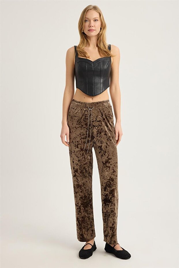 Kırışık Kadife Pantolon - 1