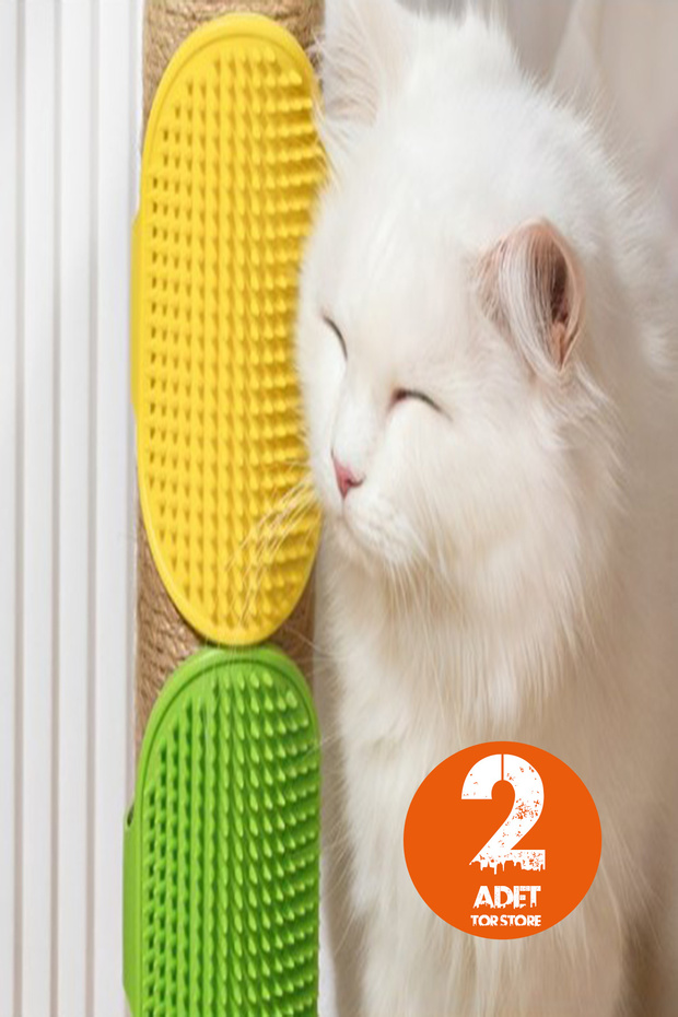 Set of 2 Cat Itching Apparatus Corner Comb Animal Hair Collection Washing and Corner Itching Silicone Brush