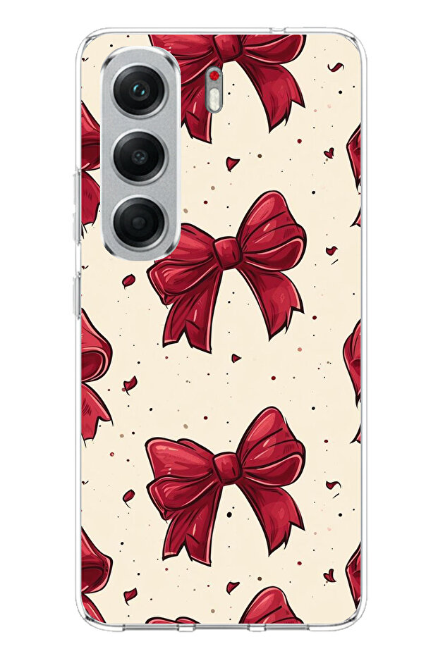 حافظة سيليكون متوافقة مع هاتف Tecno Camon 40 PRO Big Red Bows مطبوع - 1