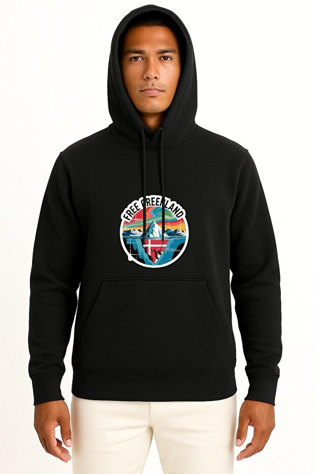 Hooded Free Greenland Chest Printed Unisex Sweatshirt