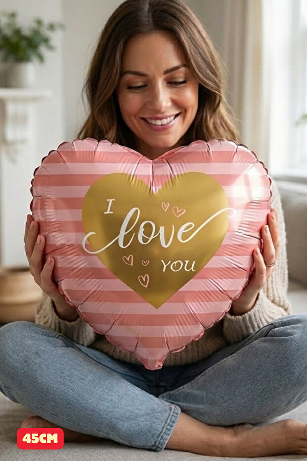 I Love You Printed Heart Foil Balloon Valentine's Day Anniversary Celebration Decoration Helium Compatible