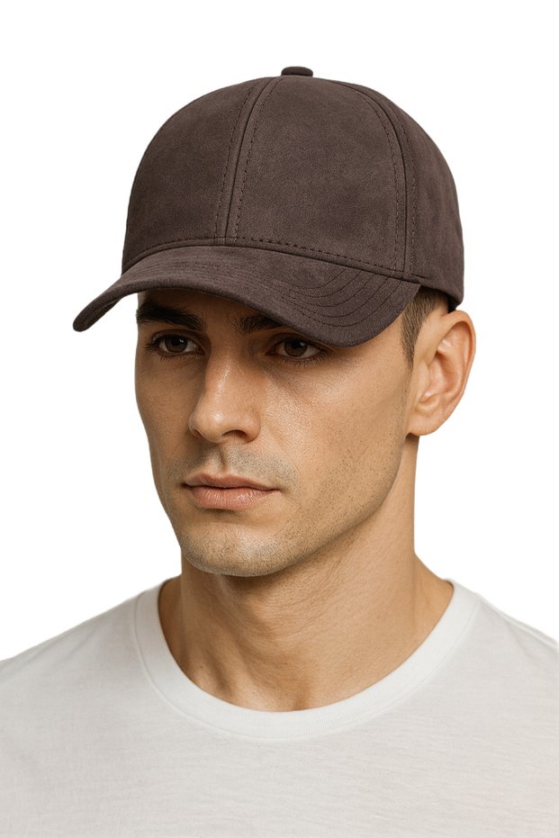 Men's Smoked Faux Suede Adjustable Metal Buckle Sports Hat