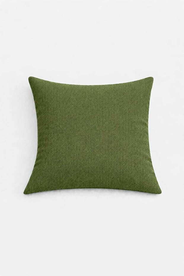 Velvet Textured Grass Green Throw Pillow Cover (1 Piece)