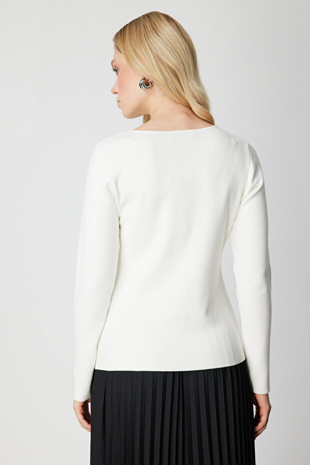 Sıfır Yaka Basic Triko Kazak 63322 - 4