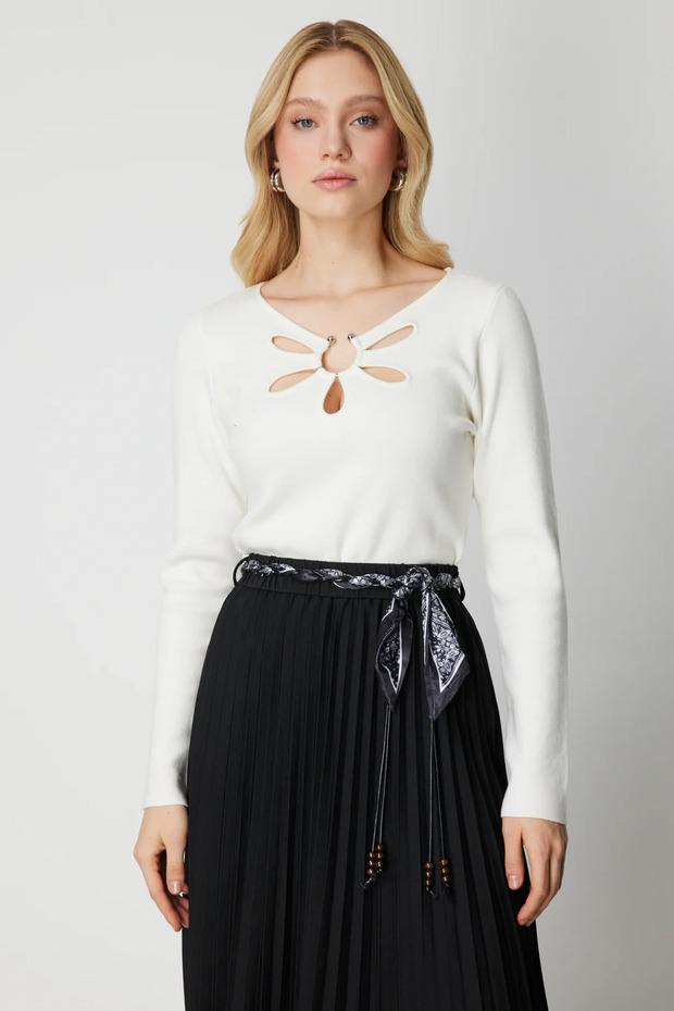 Sıfır Yaka Basic Triko Kazak 63322 - 1