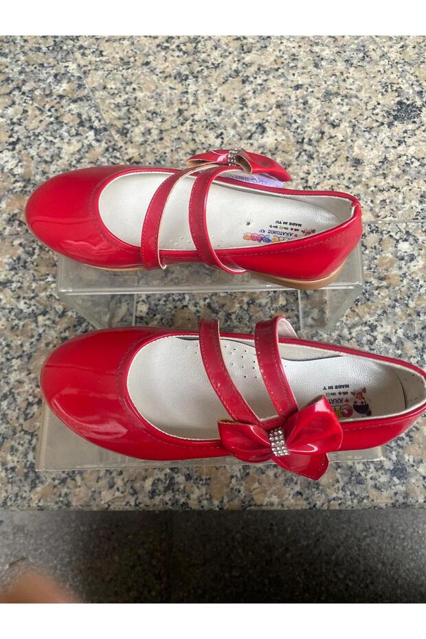 Red Outer Material Patent Leather Orthopedic and Non-Slip Sole Band Children's Ballet Flats