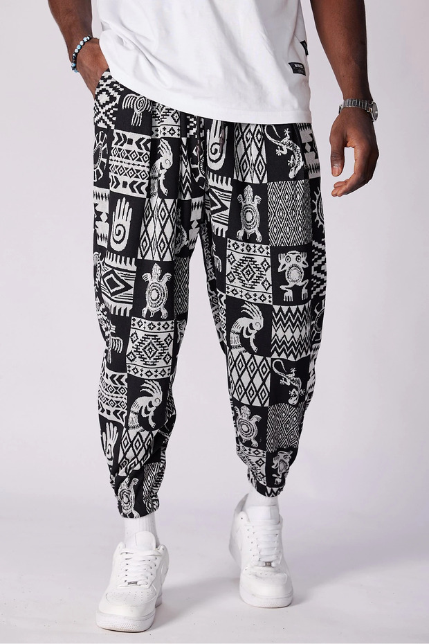 Patterned Shalwar with Elastic Waist - 1