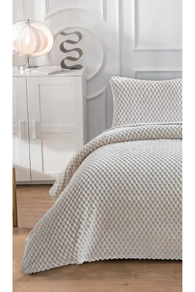 غطاء سرير فردي ناعم من SOFT ARYA مقاس 180×240 كريمي اللون