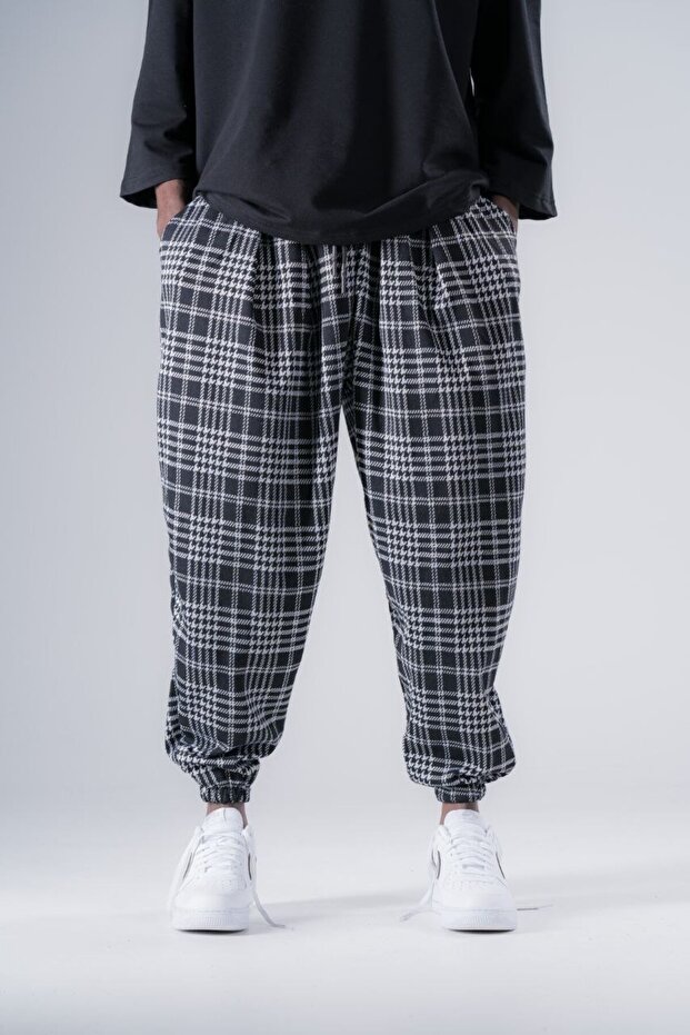 بنطلون شالوار منقوش بخصر مطاطي - 1