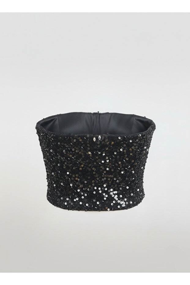 LUNA PULLU BONCUKLU KADİFE CROP - 2