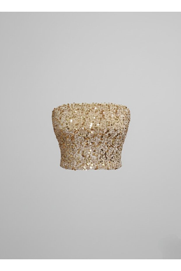 LUNA PULLU BONCUKLU KADİFE CROP - 1