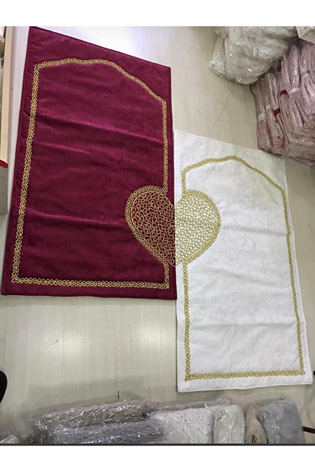 Heart Prayer Rug Paired Couple Prayer Rug Bride Groom Bundle Gift Dowry Holder