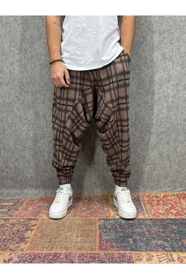 بنطلون شالوار منقوش بخصر مطاطي - 1