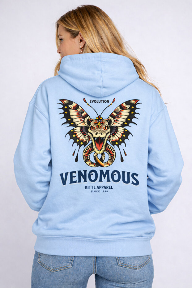 سويت شيرت بغطاء رأس مطبوع عليه VENOMOUS SIRT للجنسين