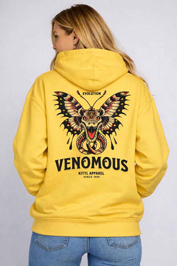 سويت شيرت بغطاء رأس مطبوع عليه VENOMOUS SIRT للجنسين