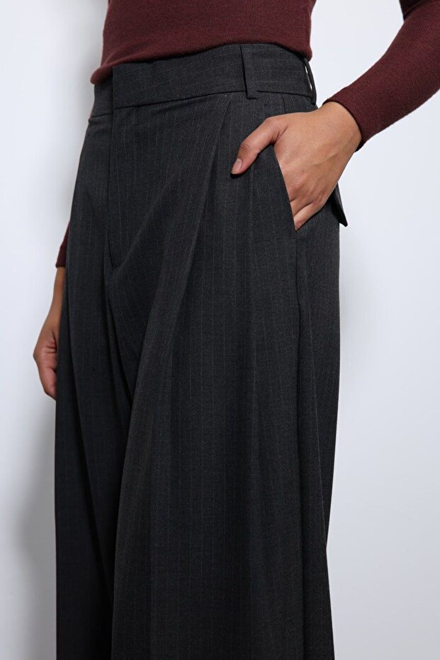 High Waist Striped Wide Leg Palazzo Pants