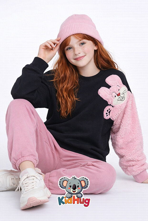Plush Figure Detailed Children's Sweatshirt – Soft Texture, Comfortable Fit, Casual Style | 12+ Years Unisex