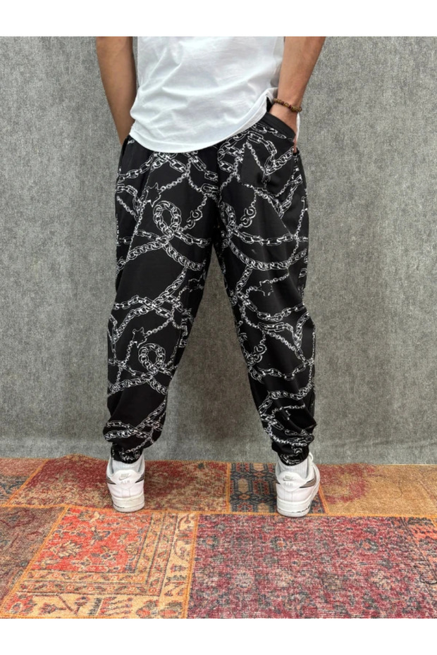 Elastic Waist Pleated Patterned Shalwar - 2