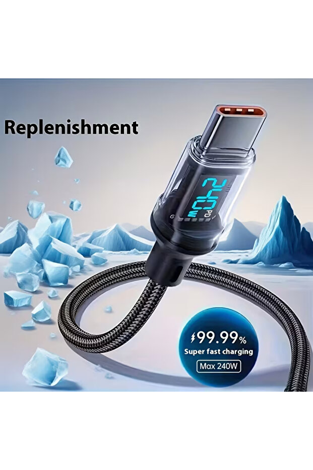 كابل شحن وعرض رقمي مطور Type-C إلى Type-C - دعم PD 240 واط