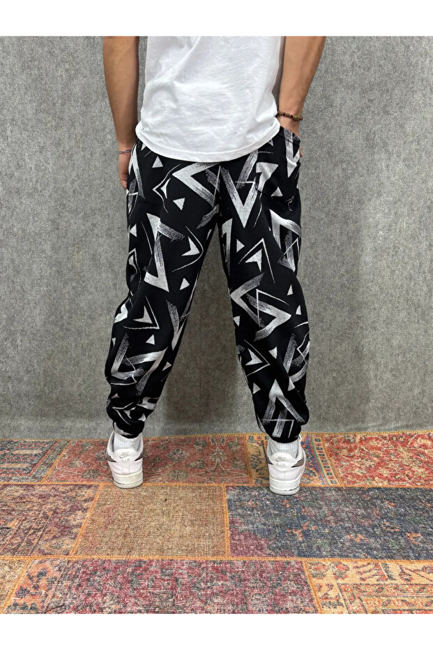 بنطلون نصف شالوار مطوي ومزين بنمط مع خصر مطاطي - 2