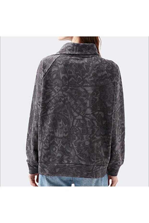 سويت شيرت منقوش بتفاصيل أزرار على الياقة للجنسين - 2