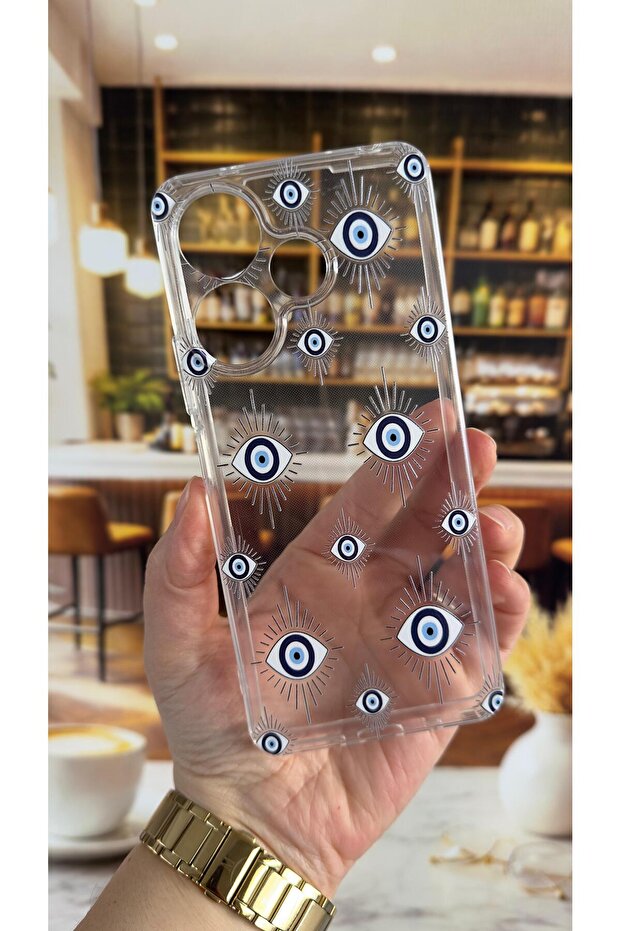 غطاء شفاف متوافق مع ريدمي 13 مع نمط إيفيلي، يمتص الصدمات ويحمي الكاميرا - 1