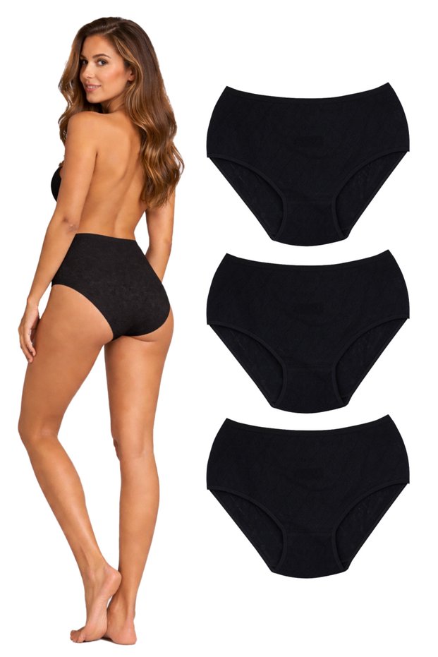 3 Pcs Women's Heart Pattern High Waist Cotton Panties, Women's Panties, High Waist Panties