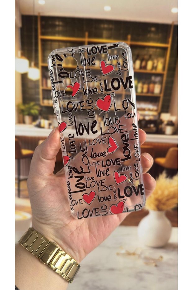 Xiaomi Redmi Note 12S Compatible Love Letter Pattern Transparent Shock-Absorbing Camera Protected Clear Case