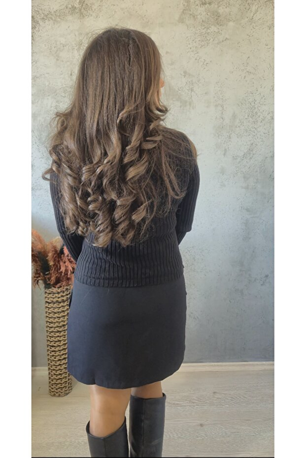 Triko Detaylı Elbise - 4