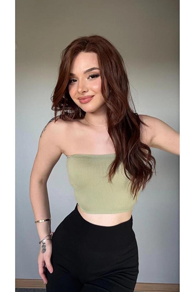 Straplez Fitilli Örme Büstiyer - 2