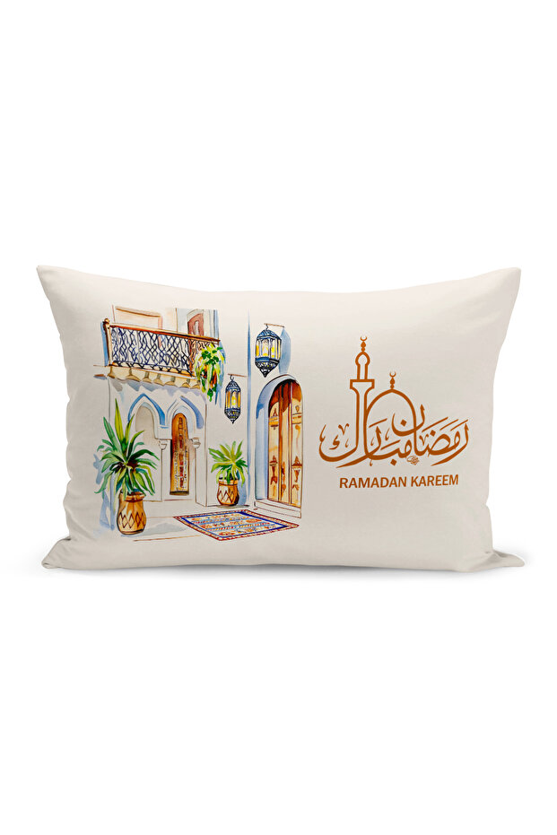 غطاء وسادة مطبوع رقميًا مزدوج الجوانب من سلسلة رمضان (غطاء سرير رمضان)