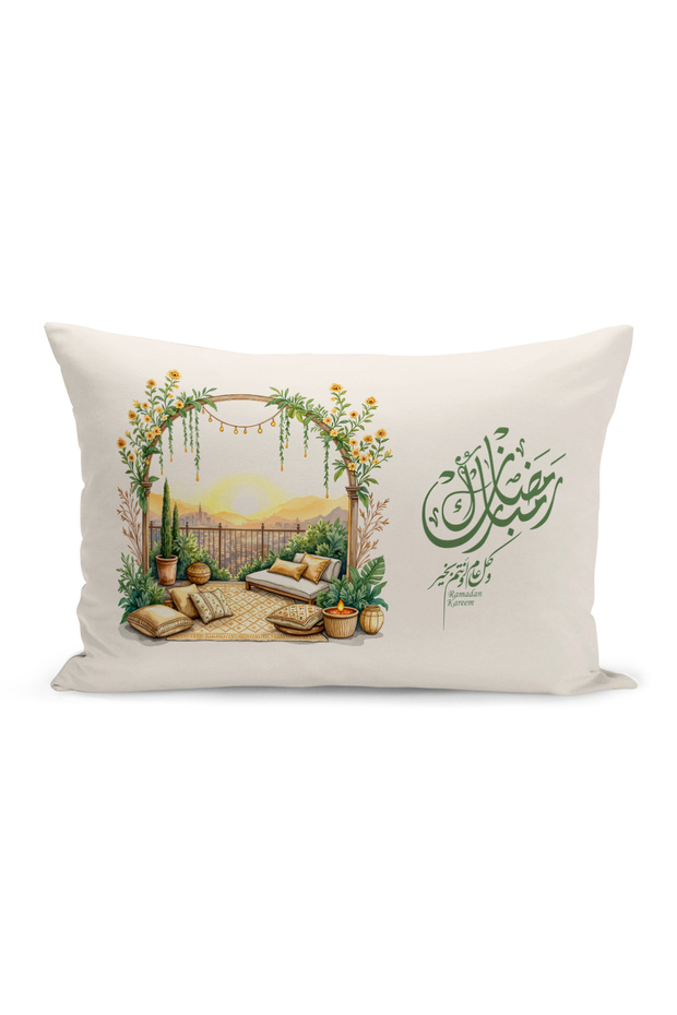غطاء وسادة مطبوع رقميًا مزدوج الجوانب من سلسلة رمضان (غطاء سرير رمضان)