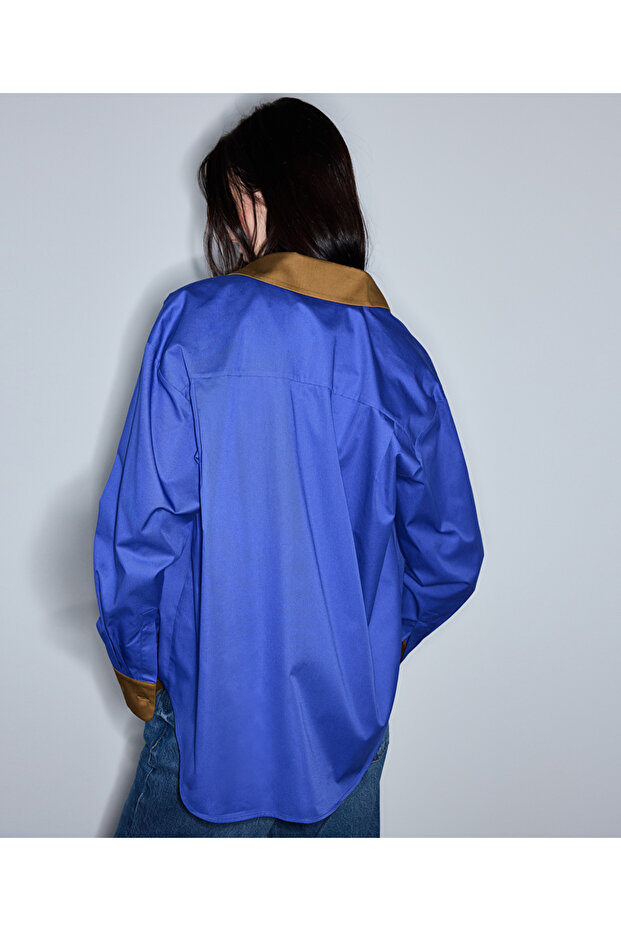 Colorblock poplin gömlek - 6