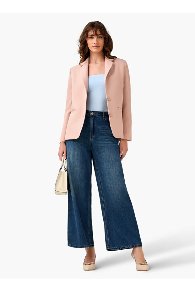 بليزر من قماش التويل بقصة عادية مع إغلاق بأزرار - 4