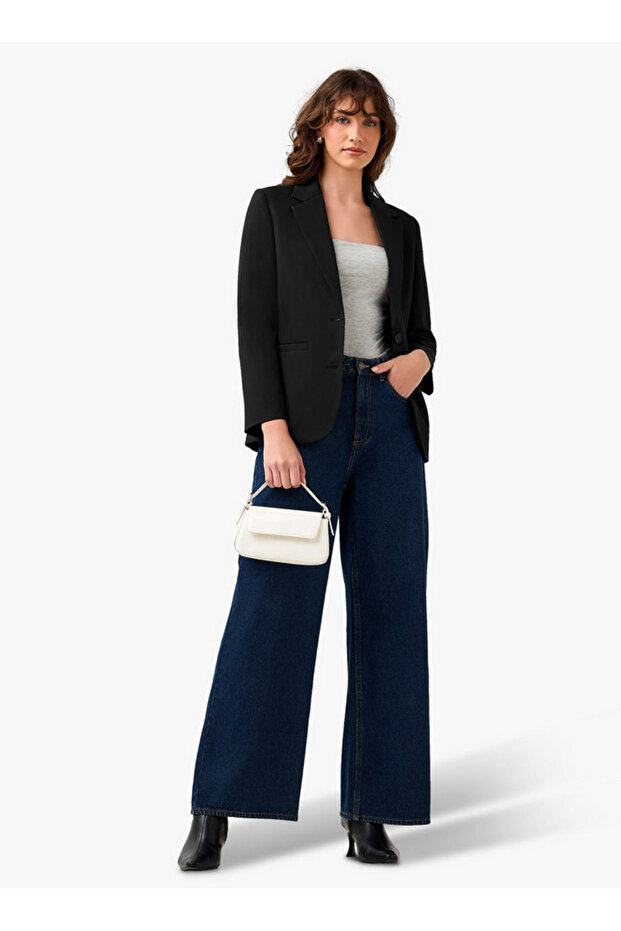 Regular Fit Twill Blazer with Button Closure - 4