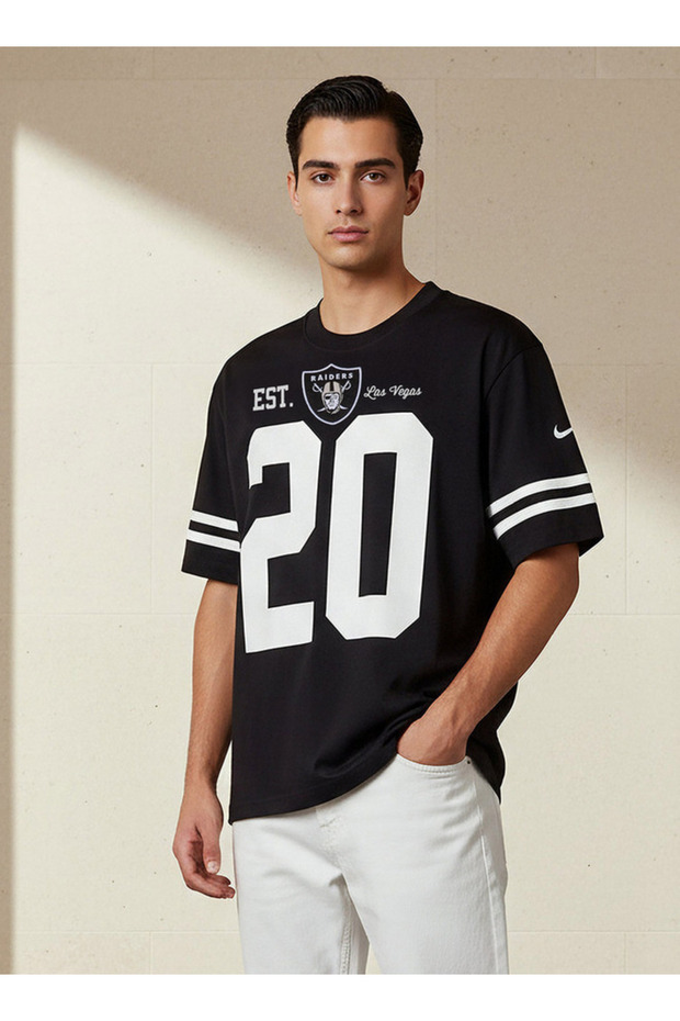 Men Regular Fit Crew Neck Short Sleeves Las Vegas Raiders Print T-shirt