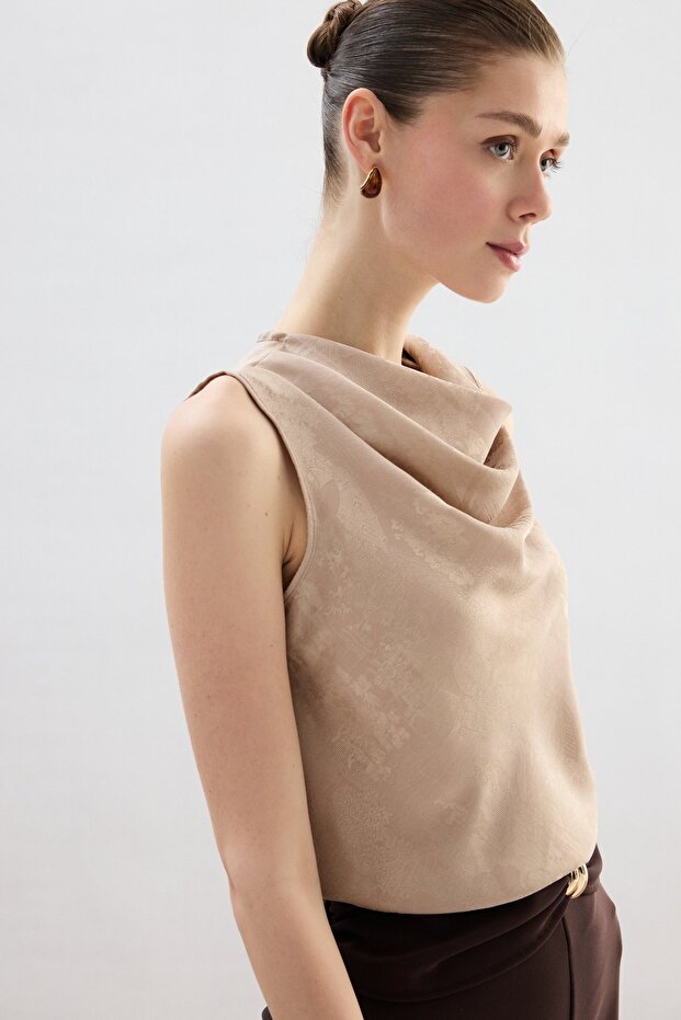 Degaje Yaka Bluz - Bej - 5